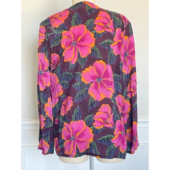 Vintage Tattoo of California Floral Open Blazer Kimono Top - Picture 4 of 5